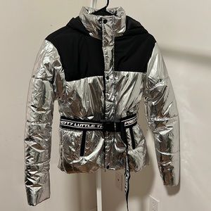 Silver Bomber Jacket - Size: 0 US